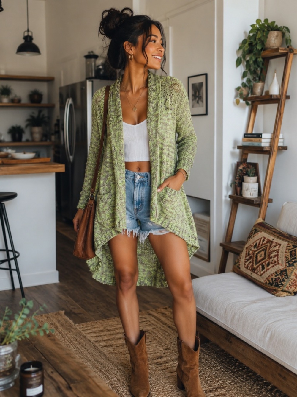 {Charlotte Tarantola} Chartreuse Long Cardigan
